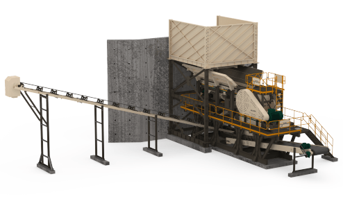 JAW CRUSHER STATION WITH CONCRETE BARRIER